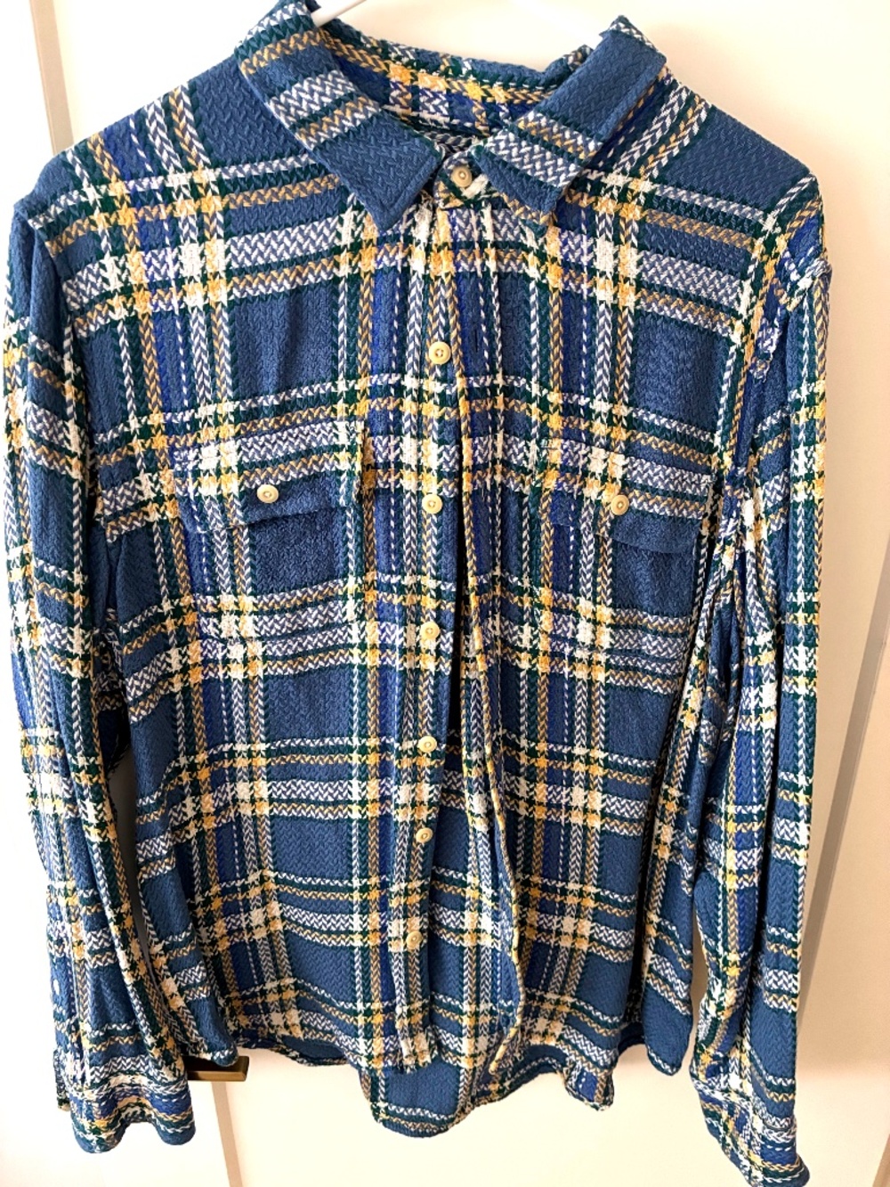 Lucky Brand Plaid Flannel Shirt Blue Size Large